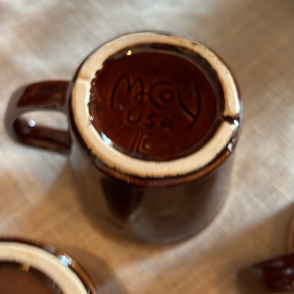 Vintage McCoy Pottery Brown Drip Glaze Mugs - Set of 4 - Picture 6 of 8